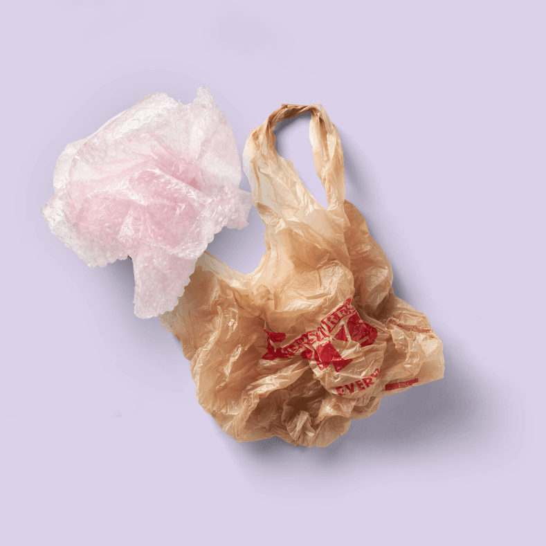 Plastic grocery, newspaper, and dry cleaning bags